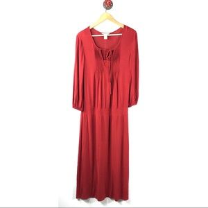 Sundance M dress maxi boho long sleeve front tie